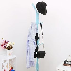 Modern Metal <b>Standing</b> <b>Coat</b> Rack <b>with</b> Adjustable Height for Living Room <b>Storage</b> Holders & Racks in Light Blue Color - Product Image 3