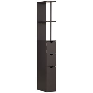 Meuble de salle de bain compact autoportant à 2 niveaux, solution en lin marron avec étagères et tiroirs peu encombrants pour la maison, l'hôpital, la chambre à coucher - Product Image 1
