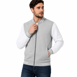 Unisex Gray Quilted <b>Jacket</b> White Sleeves Single Button Closure Stand Collar <b>Fleece</b> <b>Lining</b> Breathable Windproof Winter Casual - Product Image 4