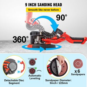 Ponceuse électrique pour cloisons sèches 850W avec poignée télescopique pliable, vibrateur à béton à vitesse variable 800, pour cloisons sèches et plaques de plâtre - Product Image 4
