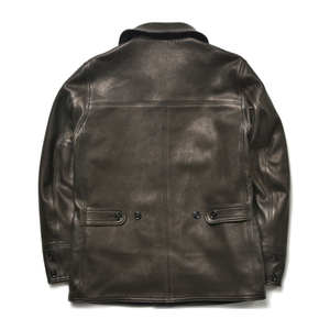 Veste en cuir pour homme avec tissu en toile, imperméable et coupe-vent, style streetwear, vêtements décontractés d'hiver, vestes en cuir vintage - Product Image 2