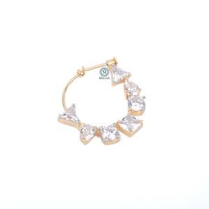Saavi CZ Titanium Nose Ring-16G Internally Threaded <b>Cartilage</b> & Belly Piercing Jewelry - Product Image 2