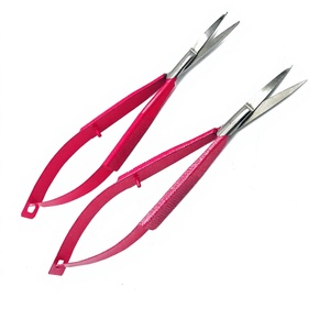 Professional 4.5" Dark Pink Micro Scissors Eye Brow <b>Nail</b> Beauty Extra Sharp Straight Stainless Steel Spring Action Customized - Product Image 6