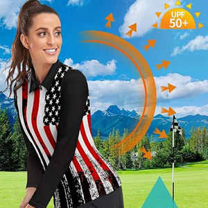 Polo léger à col zippé 1/4 pour femme, protection solaire UPF 50+, manches longues, pour le golf et le tennis, équitation - Product Image 4