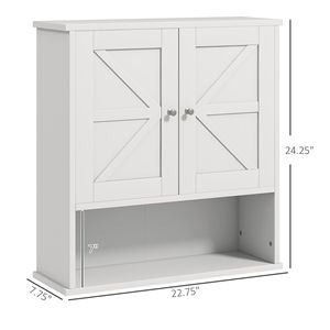 Armadietto Rustico Bianco Stile Fattoria con Ante Scorrevoli e Ripiano per Bagno - Product Image 3