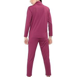 <b>Women's</b> Solid Magenta Tracksuit Set Long Sleeve Zip Up <b>Jacket</b> Stand Collar Ankle Length Pants - Product Image 3