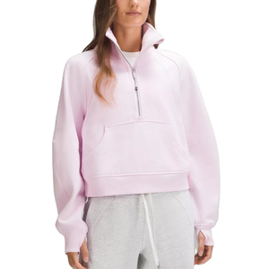 Sudadera de Forro Polar Personalizada para Mujer, de Invierno, con Media Cremallera, Corte Holgado, Color Sólido, Logotipo Frontal - Product Image 1