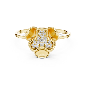 Anillo solitario de oro amarillo macizo de 14k para mujer con diamante de corte redondo minimalista de Fluid Shapes Diamond, ideal para compromiso o aniversario. - Product Image 1