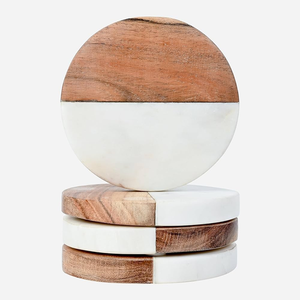 Sous-verres en marbre écologiques de qualité supérieure, style moderne, durables, lavables, finition naturelle, ronds et polis - Product Image 1