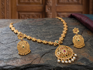 Ensemble collier et boucles d'oreilles Divyoro Classic plaqué or 24 carats en cuivre et laiton pour femmes, bijoux de mariage - Product Image 4