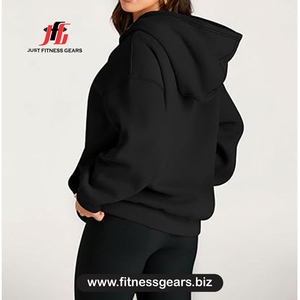 Sweat-shirt à capuche surdimensionné en polaire, sweat-shirt en coton uni, vêtements d'automne pour femmes, sweat-shirt respirant à manches longues - Product Image 2