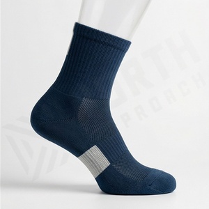 Athletic Crew <b>Socks</b> Solid Navy Blue Breathable Knitted for <b>Running</b> Adults Summer Sport Wear - Product Image 3