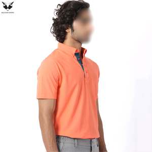Polo de Manga Corta Color Naranja para Hombre, Transpirable, Corte Casual, Largo Regular, Color Sólido, Tejido de Punto - Product Image 3