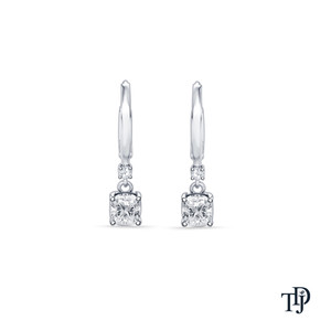 10K <b>Gold</b> Cushion Cut Lab Grown Diamond <b>Dangle</b> <b>Earrings</b> - Product Image 3