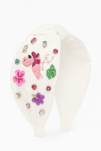 Happy <b>Easter</b> Day Cute White Base with Multicolor EmbellishmentsHandmade Beaded Bunny <b>Headband</b> Fabric Knot Hairband for Girls - Product Image 5