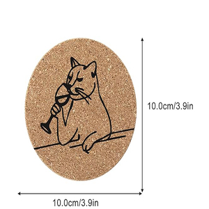 Juego de 4 Posavasos Redondos de Corcho Suave con Motivos de Gatos, Posavasos de Corcho de Alta Calidad con Diseños Divertidos de Animales - Product Image 1