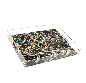 Elegante bandeja de acrílico impresa para servir y almacenar té, café, bocadillos, desayuno, organizador de alta calidad para decoración de mesa de café. - Product Image 4