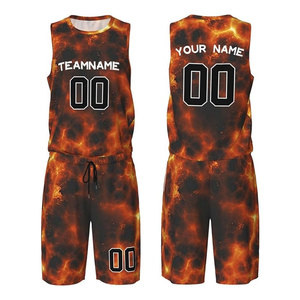 Uniformes de baloncesto al por mayor con estampado gráfico de llama de magma, fabricante de uniformes de baloncesto, ropa deportiva, equipo deportivo. - Product Image 3