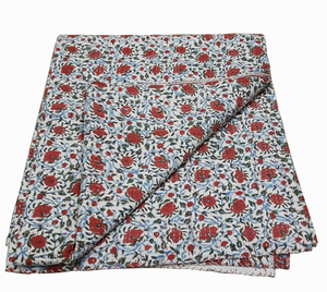 Cotton <b>Quilt</b> Set Floral Pattern Pigment Printed Classic Design All-Season Home Use Folded Style - Product Image 4