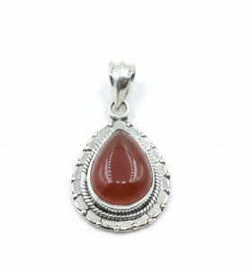 Colgante de Lágrima Hecho a Mano en Plata de Ley 925 con Piedra Preciosa Cornalina Natural, Diseño Étnico Vintage, Regalo de Joyería para Mujer, Unisex, Él, Ella - Product Image 1