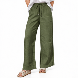 Pantalones casuales de lino 100% hechos a medida de secado rápido de cintura media estilo Cargo elástico transpirable lino para verano otoño bajo MOQ ODM - Product Image 3