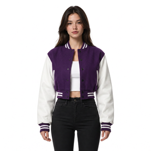 Veste universitaire personnalisée pour femmes, manches en cuir, corps en satin, graphismes personnalisés, vente en gros pour les marques de streetwear - Product Image 4