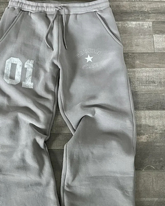 Custom Pink Distressed Vintage Sweatpants Men Graphic Print Wide Leg Joggers Casual Streetwear Loose Fit Comfortable Pants OEM - Product Image 3