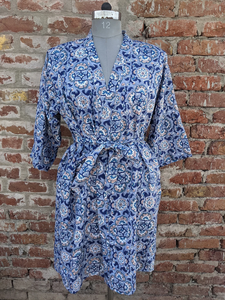 Kimono unisex de algodón estampado a mano, transpirable, para playa, para adultos, hecho a mano, con cierre de cordón, bata informal para mujer - Product Image 4