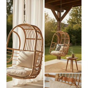 Balcony Hanging Chair Rattan Swing Chair Indoor Outdoor Hanging Chair with <b>Cushion</b> Eco Friendly Patio Furniture for Balcony Use - Product Image 3