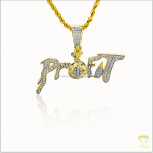 Luxury " PROFIT " <b>Name</b> Pendant Lab Grown Diamond Hip Hop <b>Chain</b> Custom Letter Necklace Bling Jewelry For Men - Product Image 3