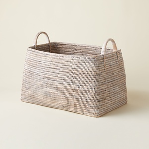 Panier à linge en rotin, paniers de rangement fonctionnels de luxe, accessoires pour l'organisation de la maison - Product Image 1