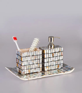 Ensemble d'accessoires de salle de bain en nacre de luxe en quatre pièces Utilisation à domicile ou à l'hôtel Modèle ZHT-MOPS-004 Inde - Product Image 2
