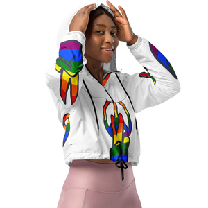 Custom Women Cropped Pullover Windbreaker <b>Jacket</b> Lightweight Quarter Zip <b>White</b> Nylon Rainbow Running Outdoor Women's <b>Jackets</b> - Product Image 6