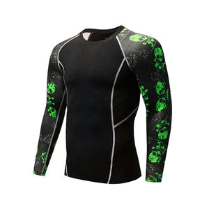 Camiseta Deportiva de Manga Larga para Hombre, Sublimada, de Alta Calidad, con Estampado de Calavera Negra y Verde, de Secado Rápido - Product Image 4