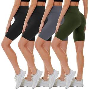 2025 paquete de 4 pantalones cortos deportivos de cintura alta para mujer 5 \ "/8 \" Control de barriga suave Atlético Yoga entrenamiento correr pantalones cortos de gimnasio - Product Image 1