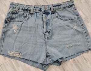 Nouvelles Tendances 2026 : Shorts en Jean Déchiré Taille Haute pour Femme, en Coton Teint Uni - Product Image 4