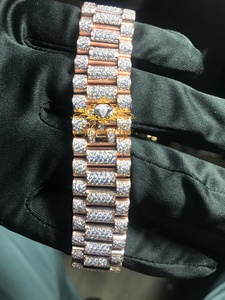 Montre en quartz couleur or rose avec cadran en strass, bracelet, montre-bracelet, bijoux de mode, cadeau, montre en moissanite - Product Image 3
