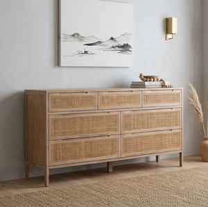 Commode Aruna en teck massif à 9 tiroirs, design élégant, écologique et durable, rangement autonome pour chambre et salon modernes - Product Image 4