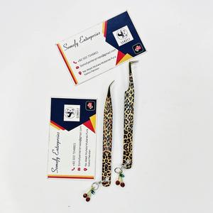 Somofy Enterprises Cheetah Print <b>Cherry</b> Charms Sustainable Stainless Steel Durable Serrated Tip 10mm Eyelash Tweezers Tweezers - Product Image 4