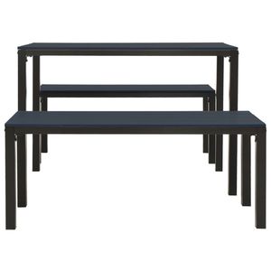 Ensemble de salle à manger de jardin de taille moyenne en acier noir et composites bois-plastique – Mobilier d'extérieur élégant - Product Image 4