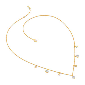 Floral Charm Station Diamond <b>Necklace</b> with Alternating Round Sparkle Drops and Elegant <b>Delicate</b> Chain Design - Product Image 3