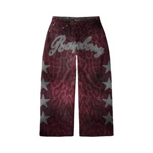 Pantalones Vaqueros Personalizados con Efecto Desgastado, Lavado Ácido, Patchwork, Estilo Urbano, Ajuste de Tela, Longitud, Cintura y Cierre de Botones - Product Image 1