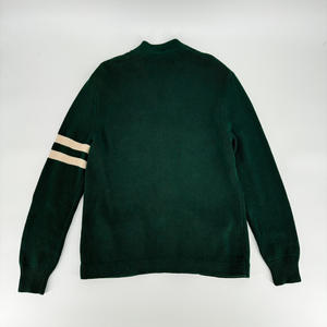 Top Men's Green V-Neck <b>Cardigan</b> <b>Sweater</b> Full Sleeve Button Closure Autumn Wear Wool Anti-Pilling Thick Letter P Patch Design - Product Image 2
