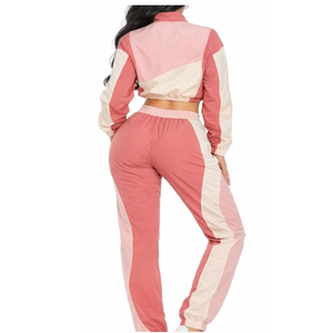 Conjunto Deportivo de Alta Calidad para Mujer, Bloques de Color, Top de Manga Larga con Media Cremallera, Pantalones Largos, 2 Piezas, Atuendo Casual - Product Image 4