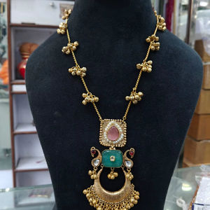 Kashmiri <b>Indian</b> Long Necklace <b>Jewelry</b> <b>Set</b> Gold Plated For Girls Women Party Wear - Product Image 1