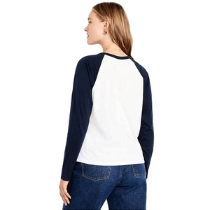 <b>Raglan</b> Long <b>Sleeve</b> Mock Neck Jersey <b>T</b>-<b>Shirt</b> Men Cotton Plain Casual Acid Wash Silk Screen Printed Custom Logo Private Label OEM - Product Image 3