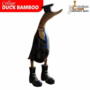 College Wooden Duck Figurine Hand Carved With <b>Hat</b> And Boots 10x8x30 Cm Home Decoration - Product Image 2