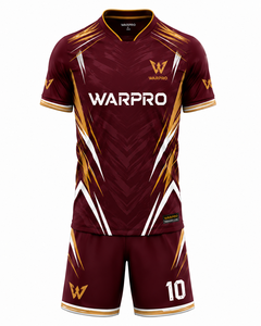 WARPRO ชุดฟุตบอลทุกฤดูกาล ชุดเสื้อฟุตบอลและกางเกงขาสั้นโพลีเอสเตอร์น้ำหนักเบา ชุดเสื้อฟุตบอลมืออาชีพสำหรับผู้ชาย - Product Image 1