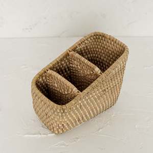 Rattan silverware organizer cheap price stylish <b>caddy</b> for cutlery storage dining table accessory - Product Image 1
