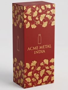 Botella de agua de cobre con base roja premium y estampado de hojas doradas, elegante y ecológica, ideal para la hidratación diaria, viajes y oficina. - Product Image 6